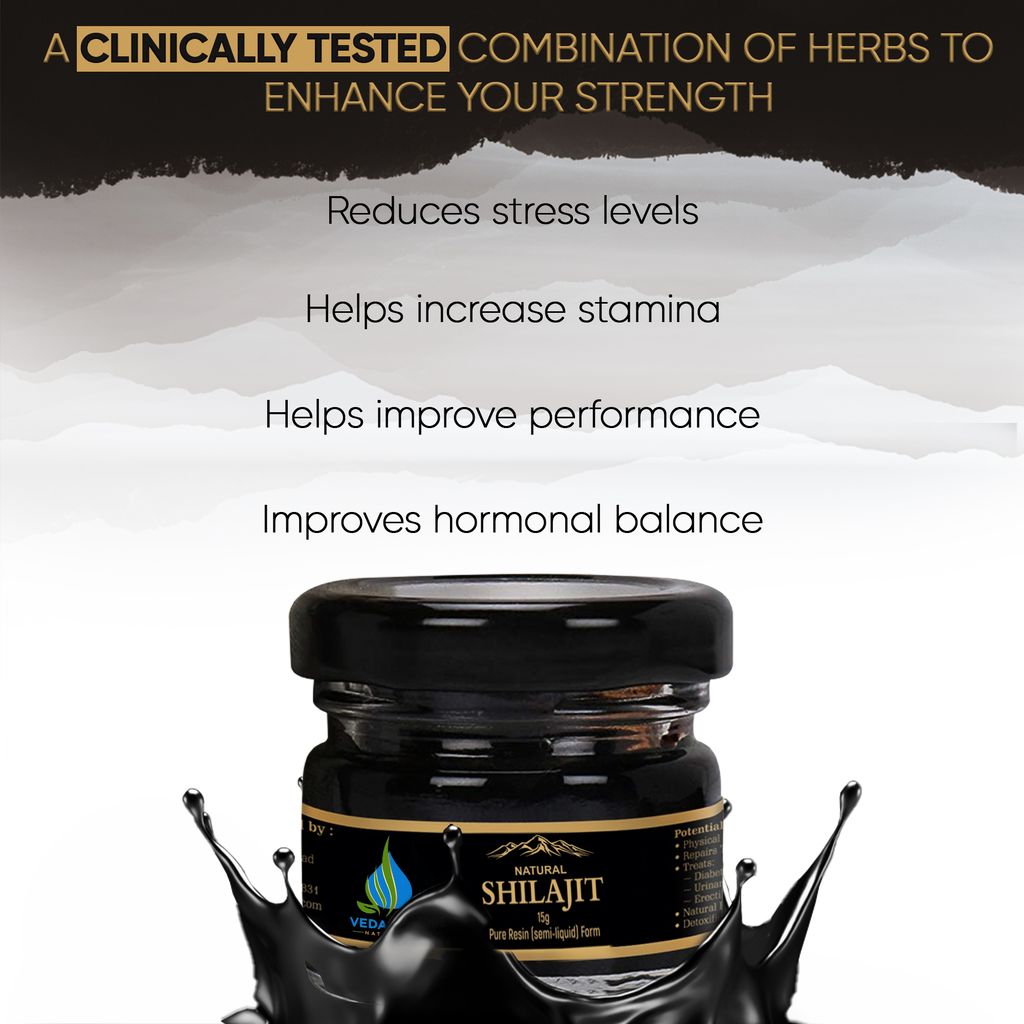 VEDAPURE NATURALS Pure Ayurvedic Raw Shilajit/Shilajeet Resin (Semi Liquid) Helps in Stamina, Strength, for Men & Women - 15 Gram (Pack of 1) view 2