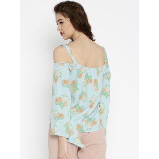 Purys Women Blue Printed Regular Top view 2
