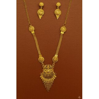 Elegant Traditional Gold-Tone Necklace Earring Set view 2