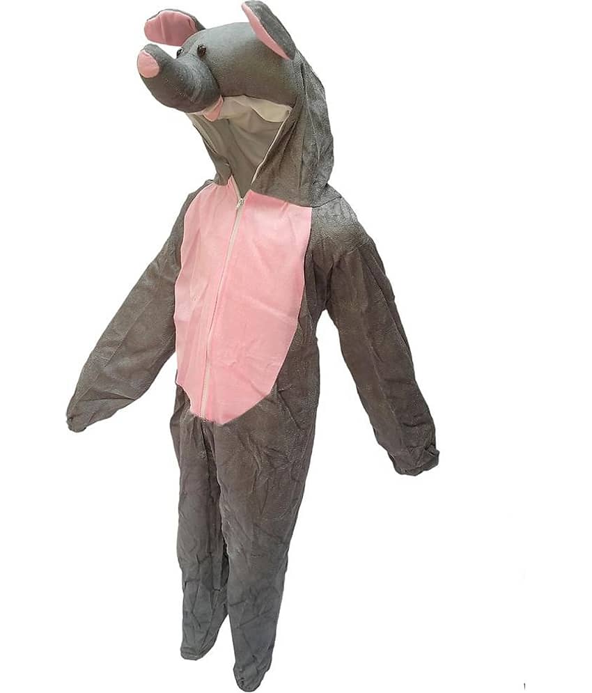 Kaku Fancy Dresses Elephant Wild Animal Costume For Kids - Grey, 5 - 6 Years | Animal Fancy Dress For Boys & Girls view 2