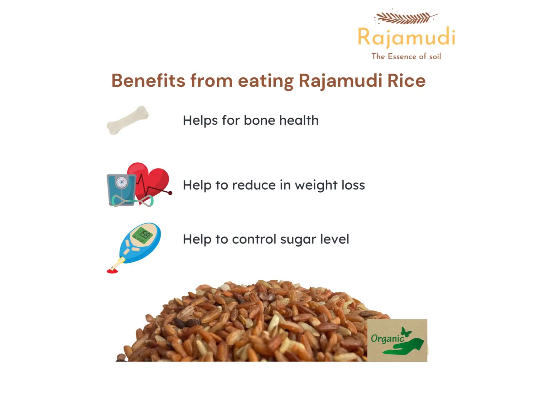 Rajamudi Organics UnPolished Rice - 2 Kilogram view 2