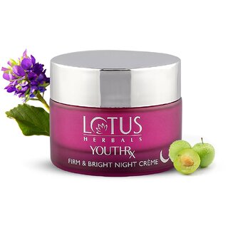 Lotus Herbals YouthRx Firm Bright Night Cream Bakuchiol Retinol Vitamin C Anti Ageing Brightening 50g