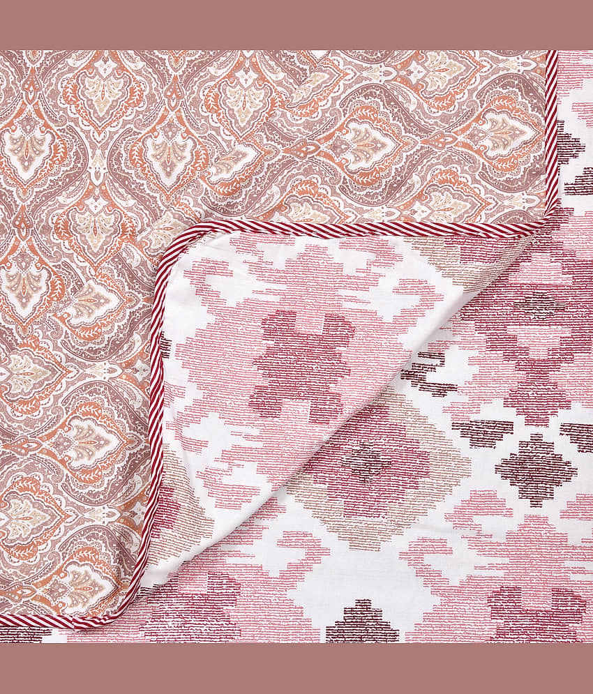 COZYKO Cotton Printed Double Bed Dohar - Pink ( ) view 2