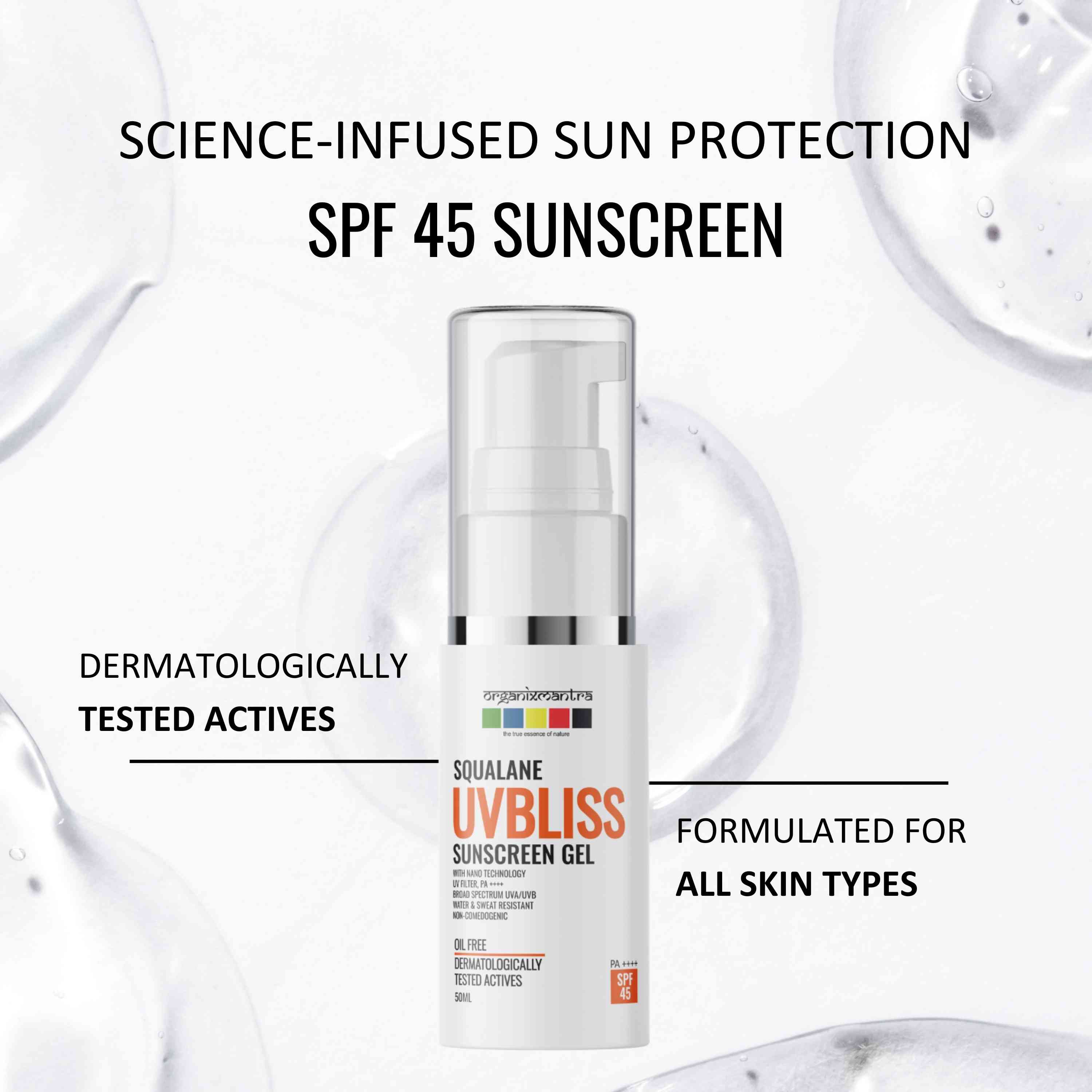 Organix Mantra SQUALANE UV BLISS Sunscreen Gel - Broad Spectrum, Natural Ingredients, Hydrating Formula for All Skin Types - 50ML view 2