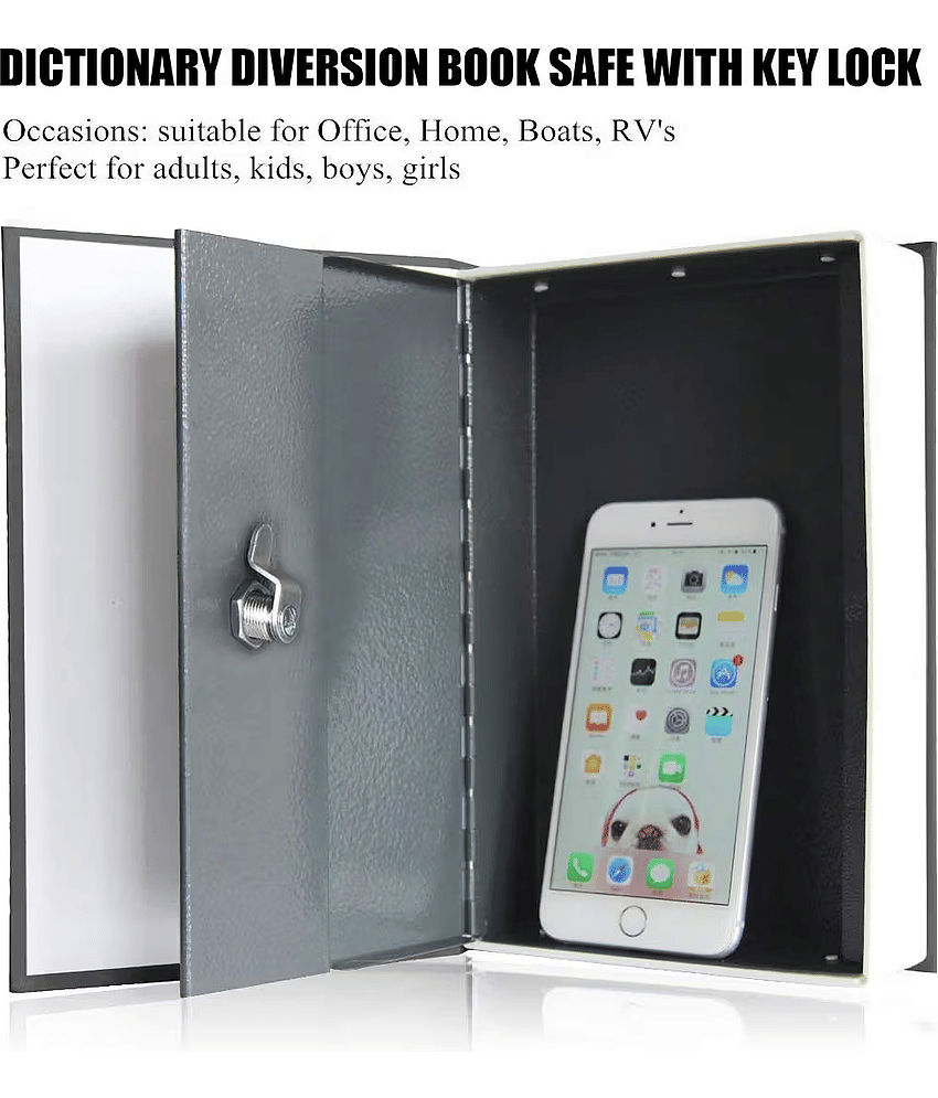 sakimo Book Locker Dictionary Stainless Steel Hidden Safe Jewellery Box/Cash Locker for Home and Office (18 x 12 x 5.5 cm) view 2