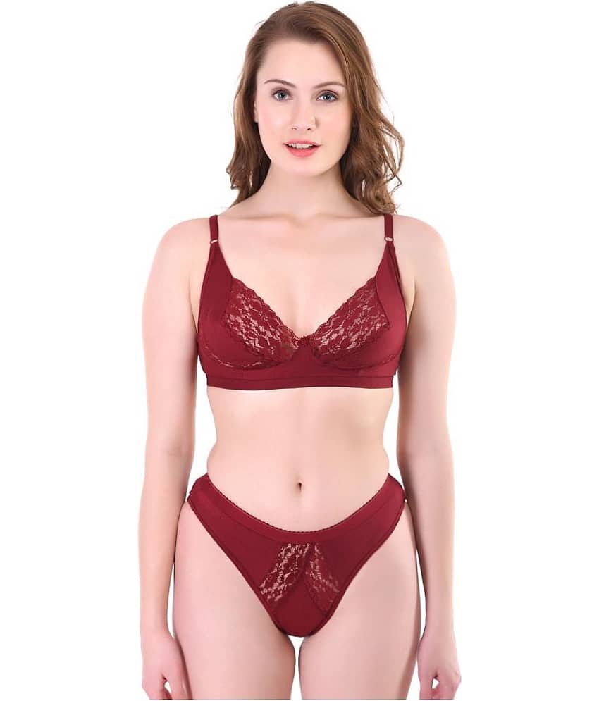 TCG Maroon Cotton Lycra Bra & Panty Set view 2
