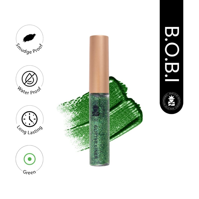 BOBI Glitter Eyeliner Green | Diamond Sparkle Finish | Waterproof Long Wear | Quick Dry Smudge proof | Felt-Tip Precision | Cruelty-Free Paraben-Free-5ml view 2