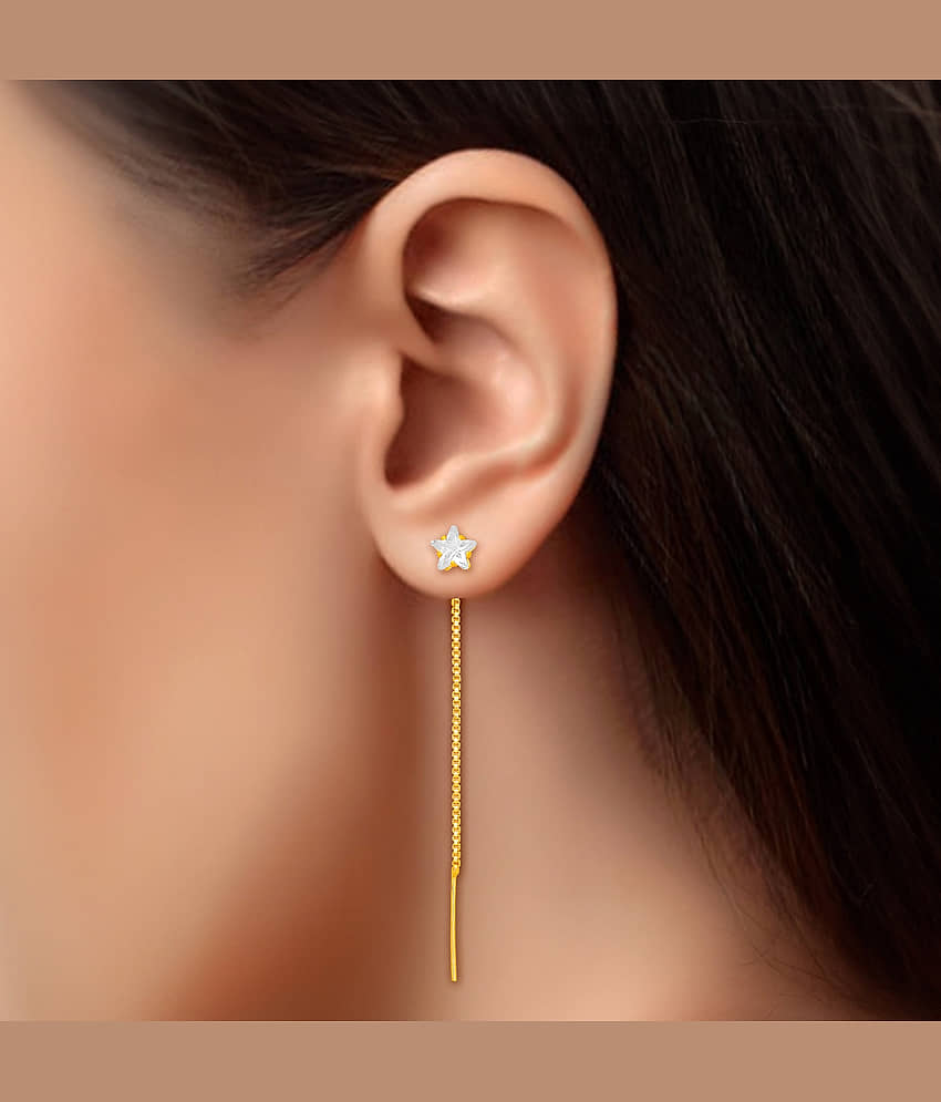 LUV FASHION Golden Drop Earrings ( Pack of 1 ) view 2