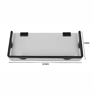 Bathroom Shelf Wall Mount/Kitchen Shelf, WHITE BLACK Rack (10X5 INCH) Acrylic Wall Shelf view 2