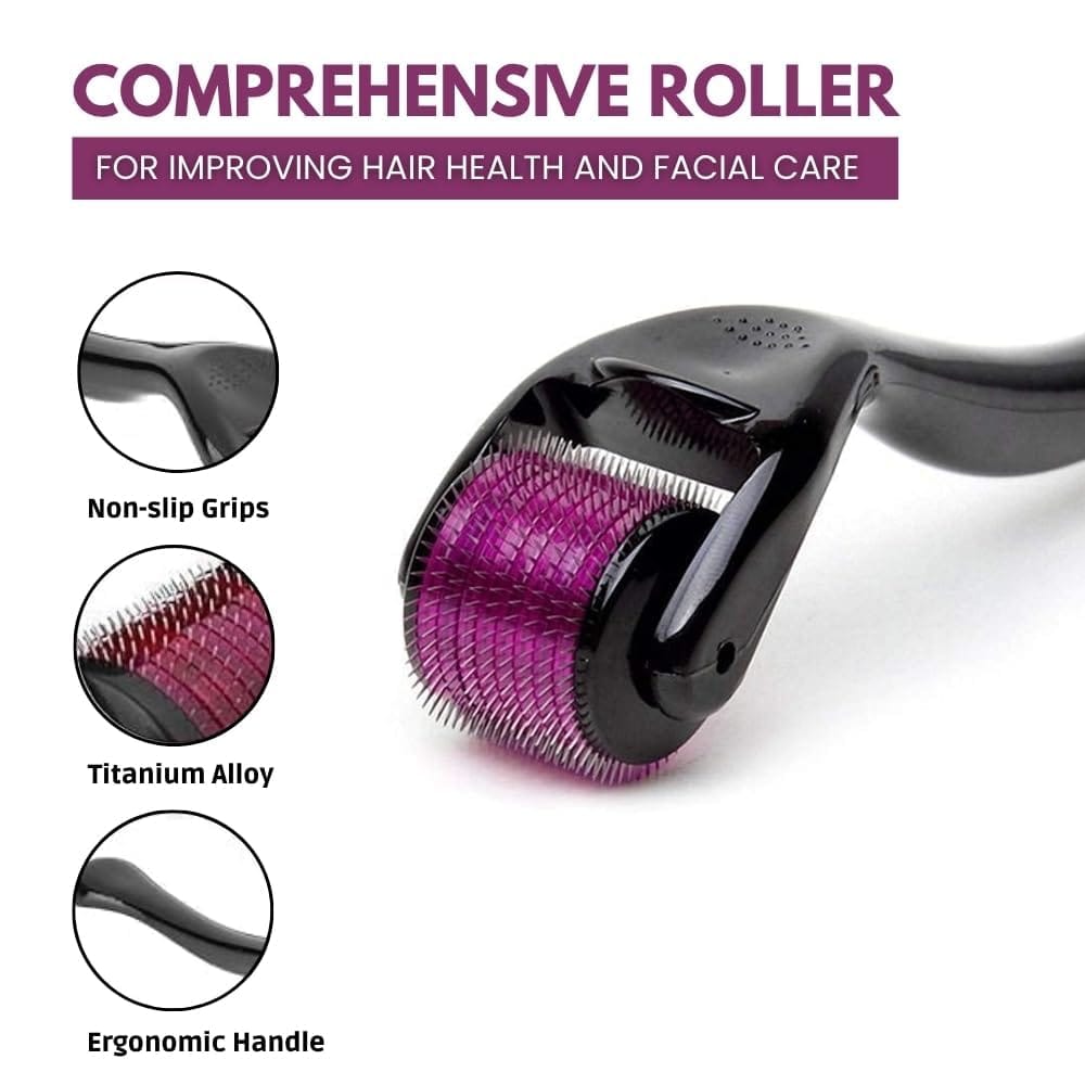 Derma Roller for Hair & Beard Growth – 540 Titanium Micro Needles for Hair Regrowth, Beard Growth, Acne Scar Reduction & Skin Rejuvenation – Safe for Men & Women (Black) (0.5 MM) view 2