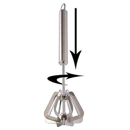 GLOBAL IMPEX Power Free Stainless Steel Push Whisk Hand Blender, Mathani, Ravai, Madhani, Egg Beater, Frother, Stirrer, Blending, Whisking, Beating, Stirring (Egg Whisker) Pack of 1 view 2