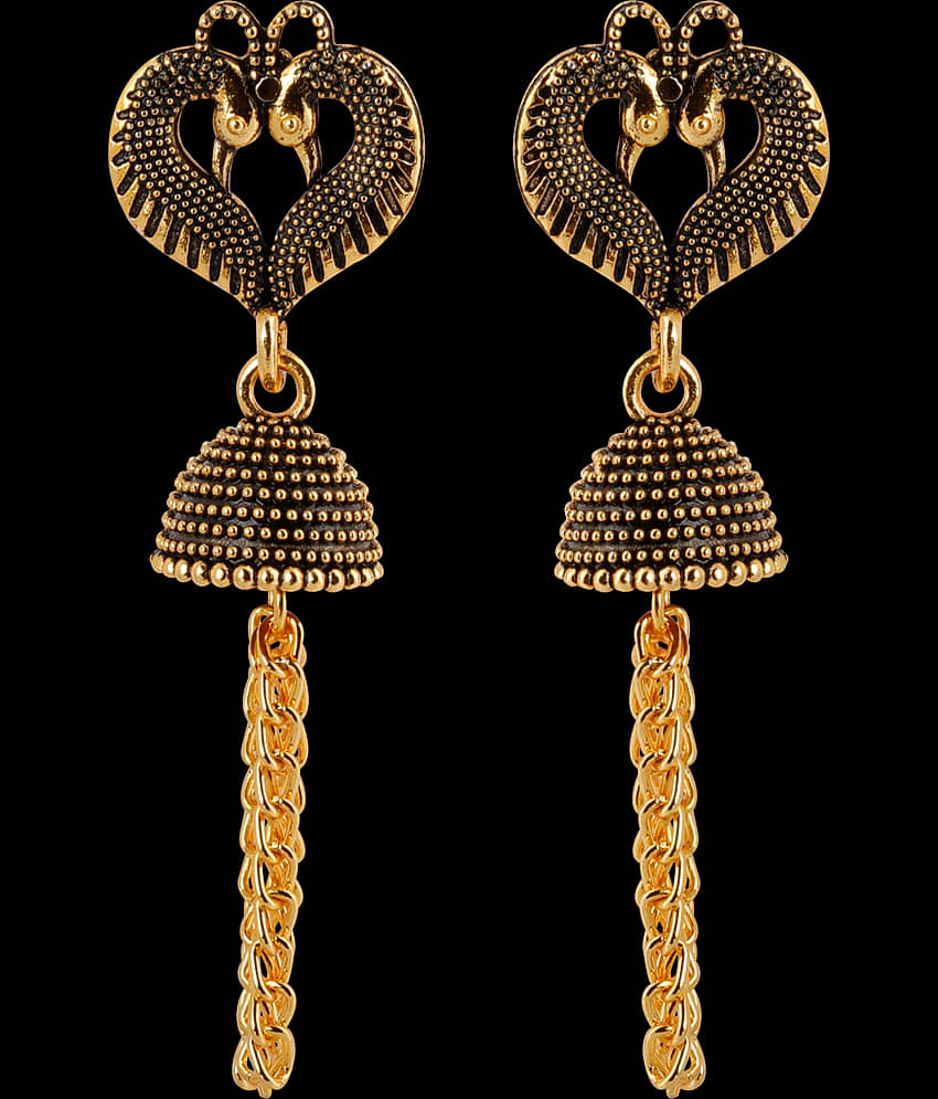 SILVER SHINE Beautiful Peacock Heart Shape Tassel Dangler Earrings for Women view 2
