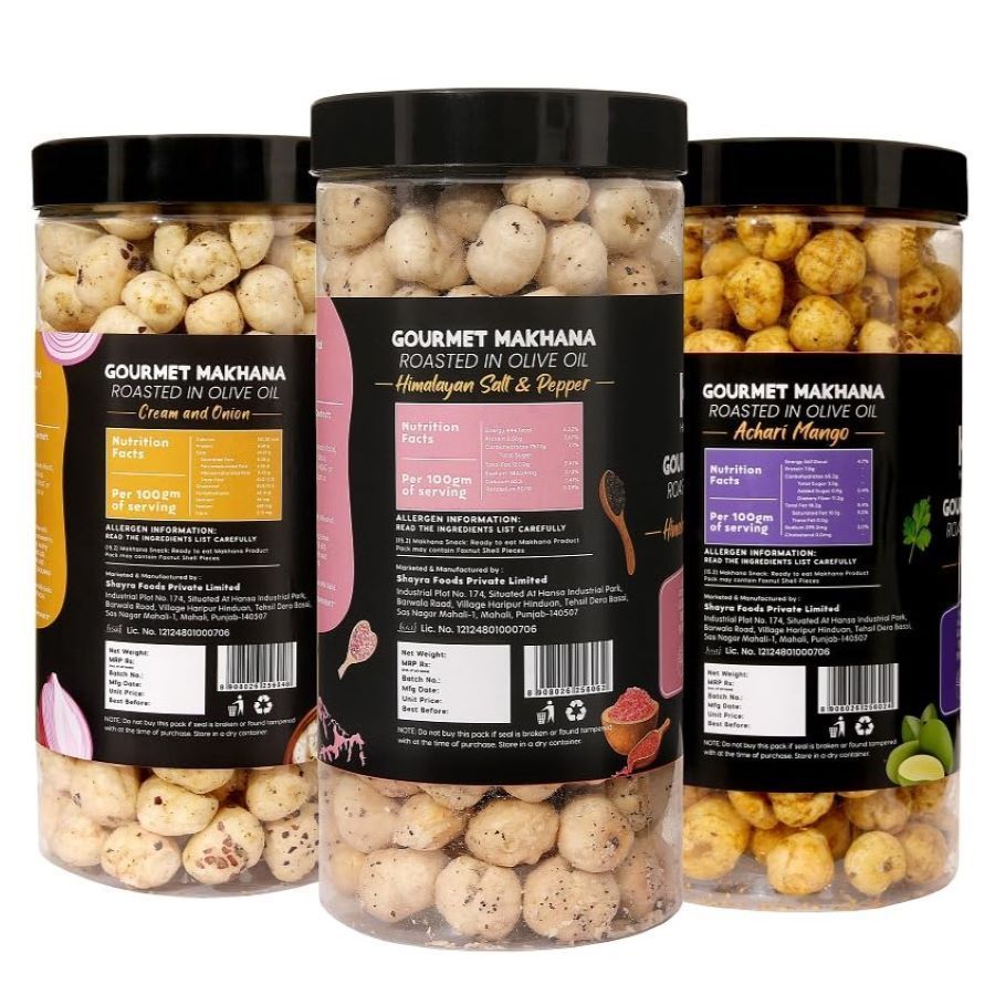 GOURMET MAKHANA Roasted in Olive Oil | Flavors Cream & Onion, Himalayan Salt & Pepper, Achari Mango | Combo Of 3, 65g Each. - 195 gm view 2