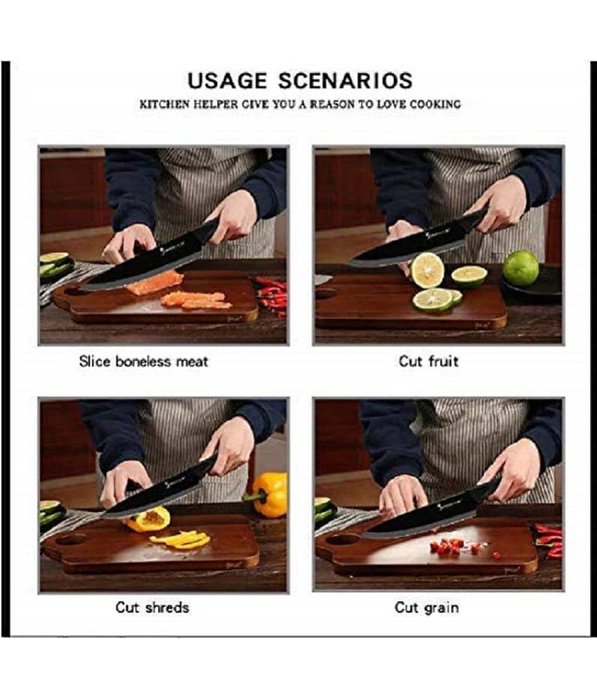GKBOSS - Black Stainless Steel Chef Knife ( Pack of 6 ) view 2