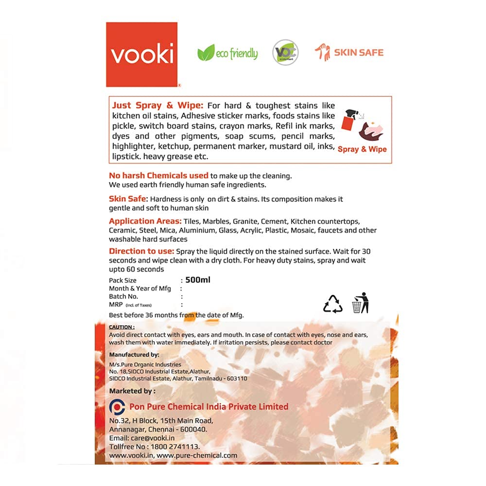 Vooki Hard Stains Cleaner, Wipe for Toughest House Hold Stains - 5L view 2