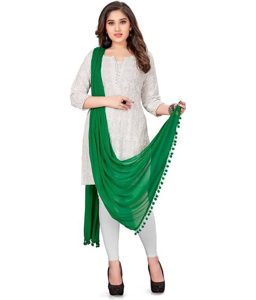 TULSI (CRAFTED WITH HEART) Women Chiffon Dupatta ( Green , Pack of 1 )