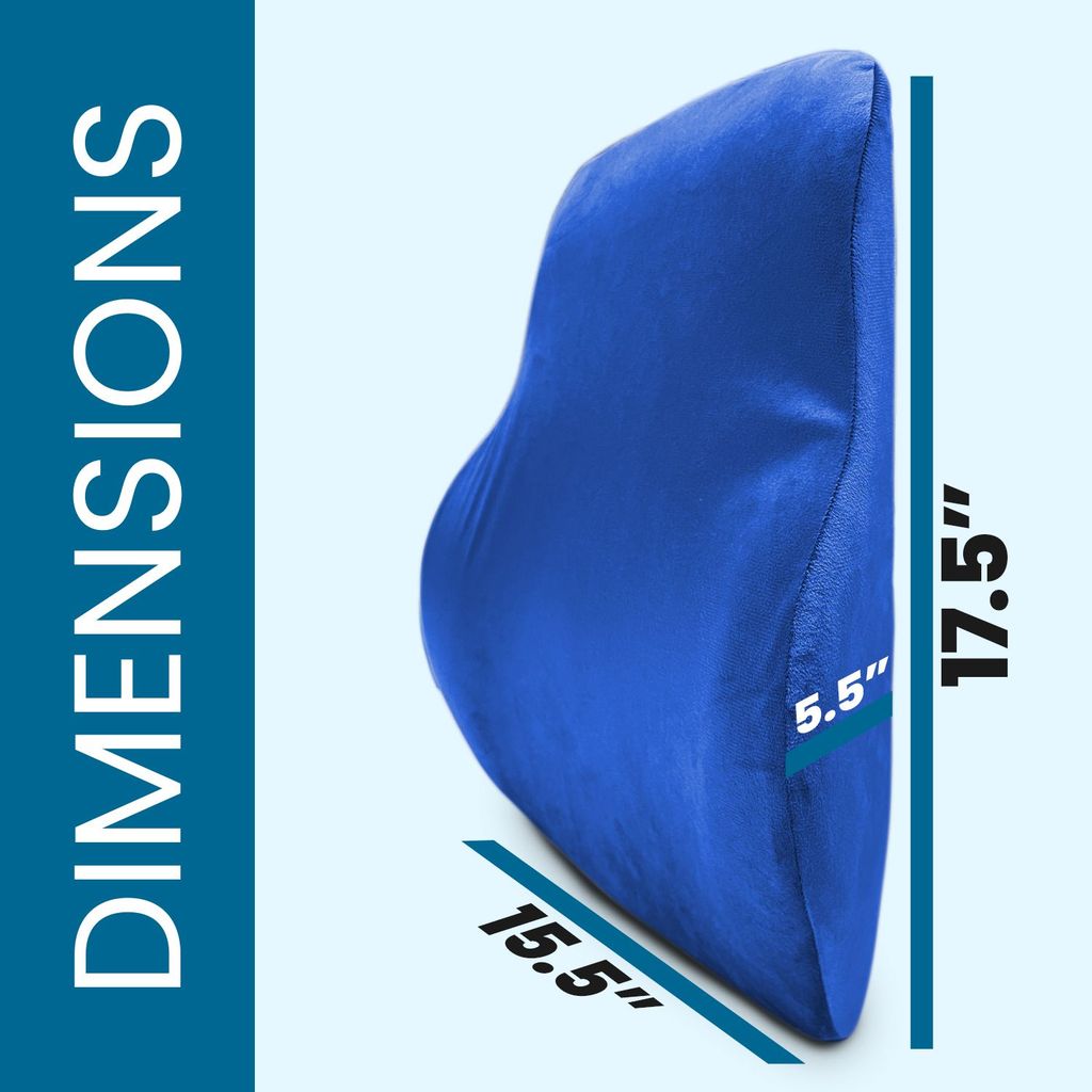 Sleepsia Newly Launched - Gel Infused Ventilated Memory Foam Lumbar Support, Velvet Lumbar Support, Back Support Cushion, Car, Chair, Office Chair Cushion with Removable Cover (Pack of 1) Blue view 2