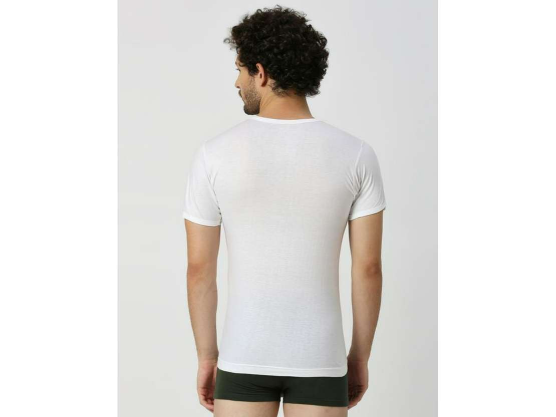 Frenchie Oxy Men Solid White Cotton Vest (Pack of 5 ) - Inactive - M view 2