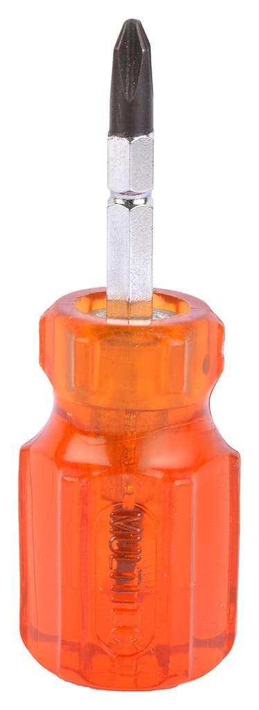 H9 Multitec Plastic 2" Stubby 2-in-1 Screwdriver, Orange and Metallic STB -110 view 2