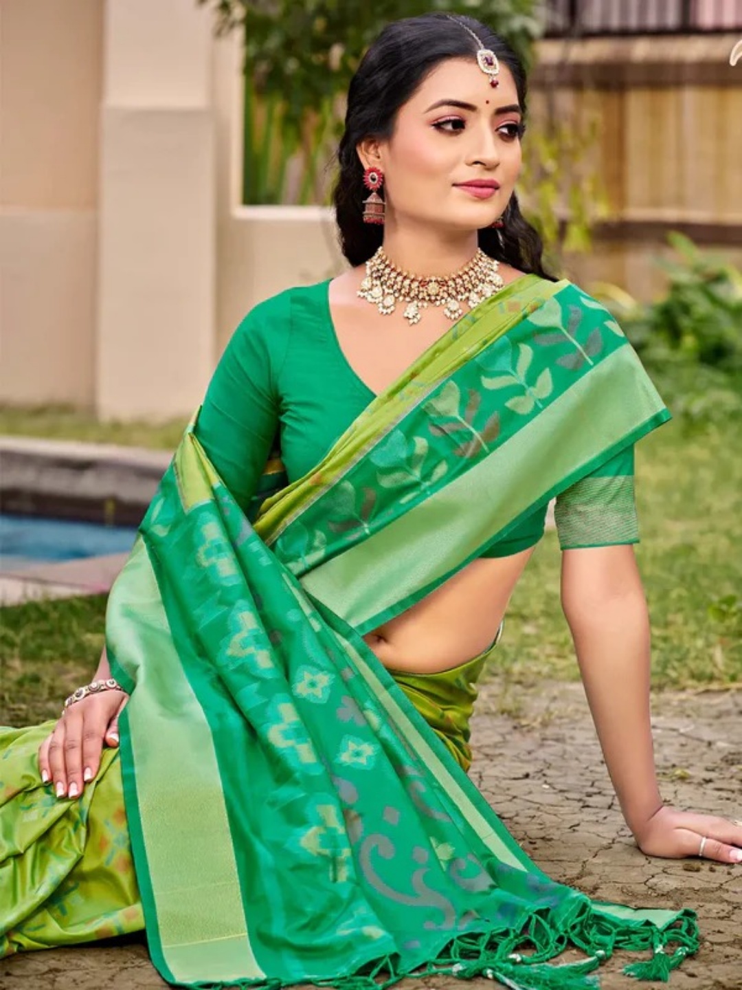 Light Green Silk Saree view 2
