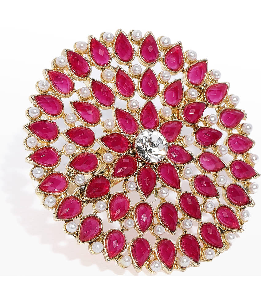 Asmitta Kundan Studded Fashion Jewellery Gold toned Adjustable Finger Ring for women and Girls