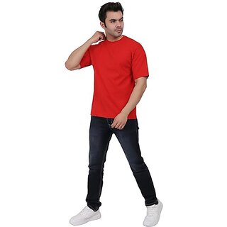 JAGTEREHO Black Oversized Cotton Crew Neck Half Sleeve T-Shirt for Men And Boys view 2