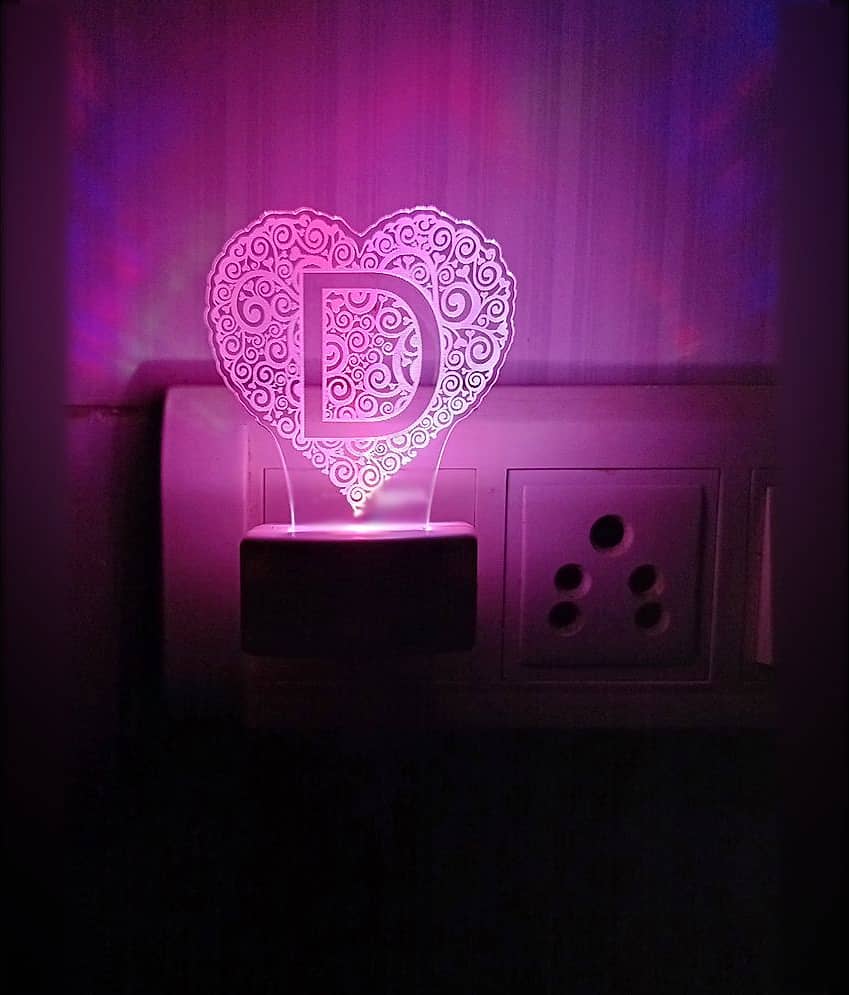 DIONA Night Lamp D Alphabet Heart Shape Night Light Birthday, Valentine, Gift view 2