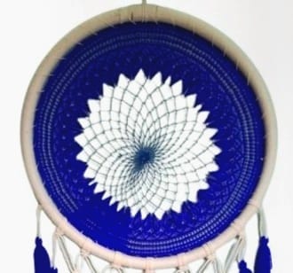 Luxury Handmade Blue & White Mandala Dream Catcher Wall Hanging Home Decor view 2
