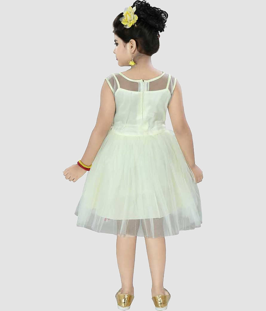 9stiches - Cream Net Girls Frock ( Pack of 1 ) view 2