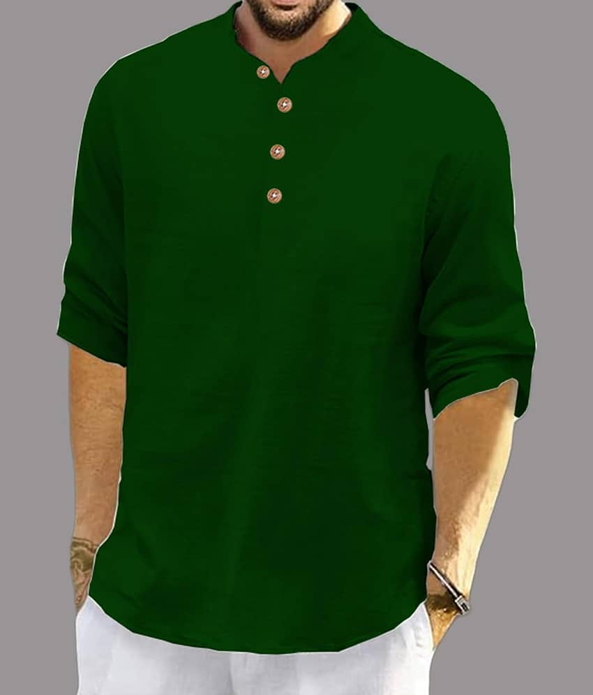 UNI VIBE Brown Cotton Blend Men's Shirt Style Kurta ( Pack of 2 ) view 2