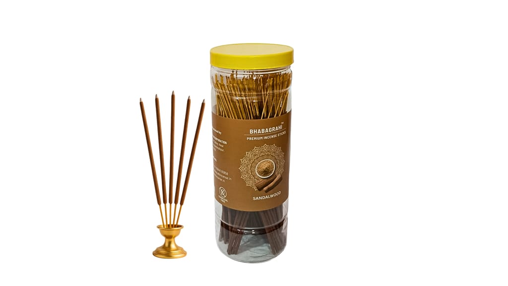 Bhabagrahi Sandalwood Incense Sticks 8 Inch | Premium Long-Lasting Fragrance | 150 Sticks in Plastic Jar