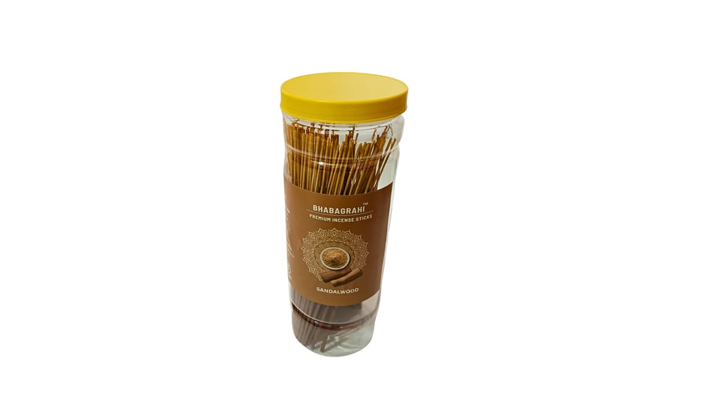 Bhabagrahi Sandalwood Incense Sticks 8 Inch | Premium Long-Lasting Fragrance | 150 Sticks in Plastic Jar view 2