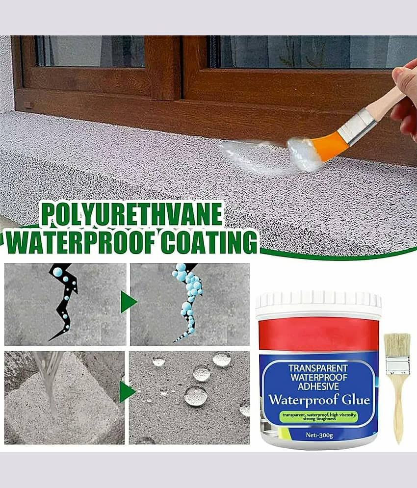 (Pack 2) Crack Seal Glue 300gm with Brush, Transparent Waterproof Glue, Leakage proof glue, Leakage Glue, wall leakage glue, waterproof adhesives GLUE, Water leakage glue view 2