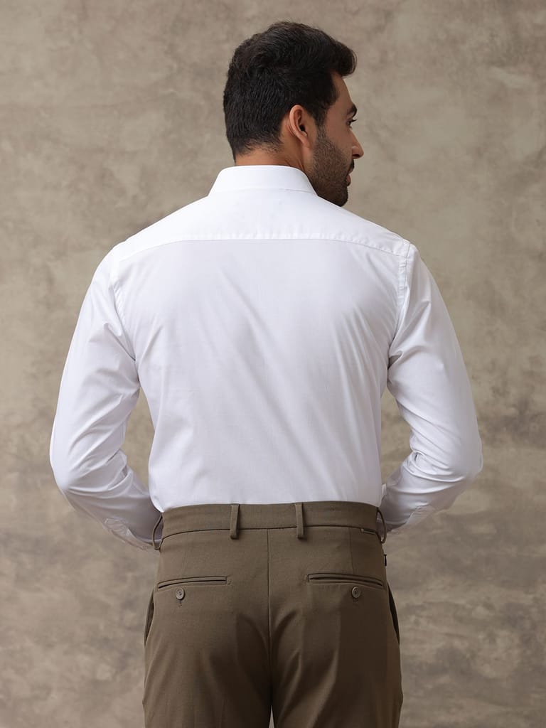 Mens Wrinkle Free White Full Sleeves Shirt Soft Touch view 2