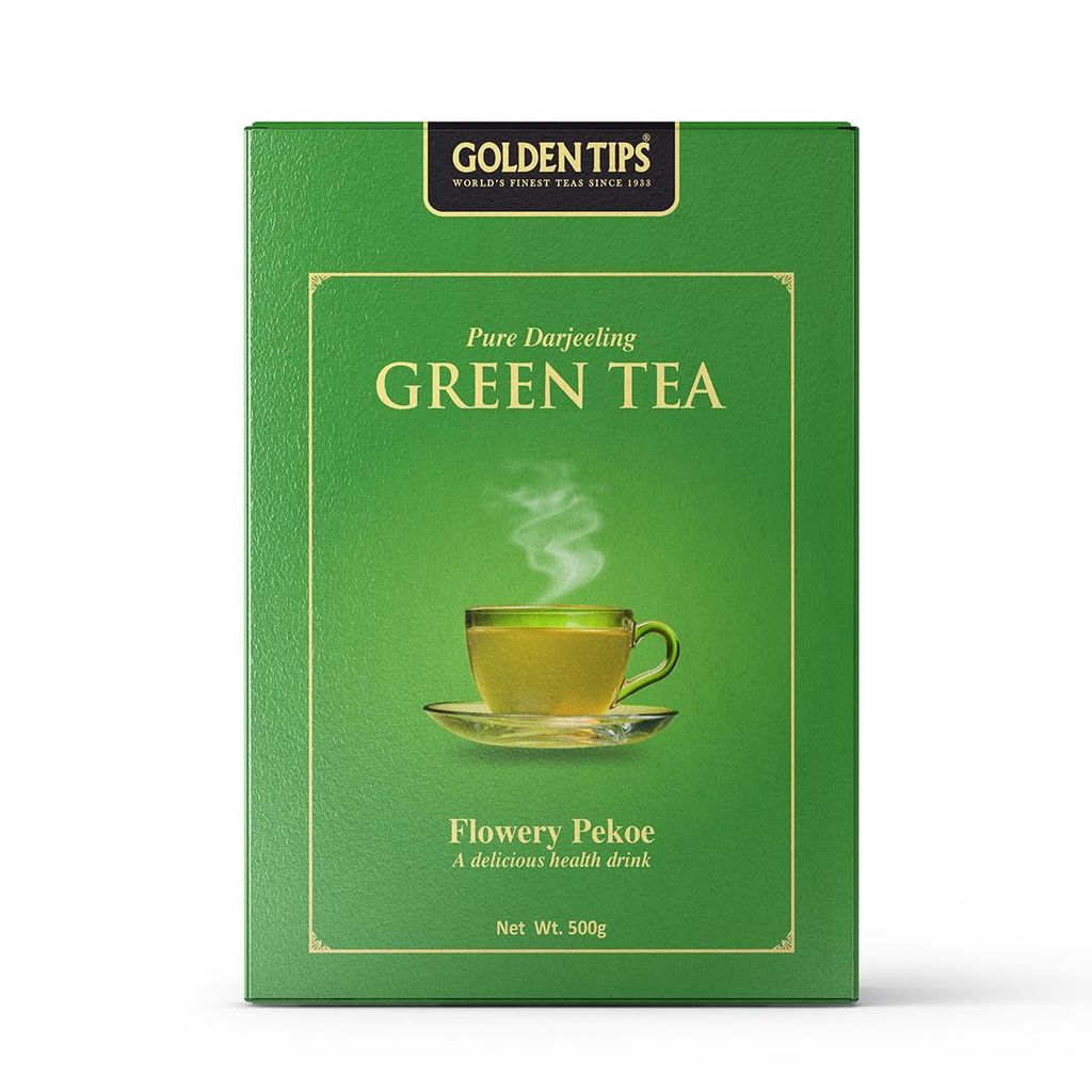 Golden Tips Darjeeling Flowery Pekoe Loose Leaf Green Tea with Delicate Flavor, Floral Aroma & Pale Green Cup, Naturally Fresh & Refreshing (500 Gram, 250 cups )