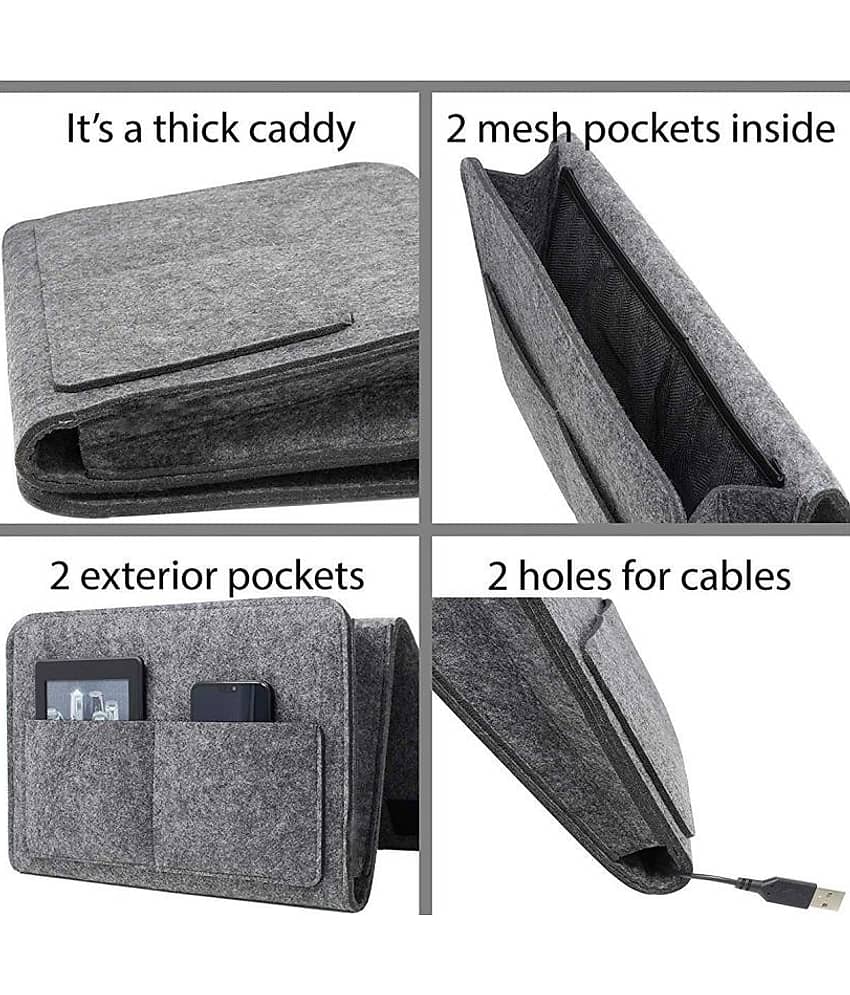 Bedside Caddy| Ipad Holder | Dorm College Room, Bunk Bed, Hospital Bed, Kids Baby Bed | Hanging Storage Organizer | Remote Holder view 2