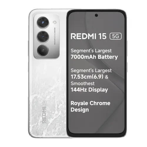 REDMI 15 5G (Frosted White, 6GB RAM, 128GB Storage)