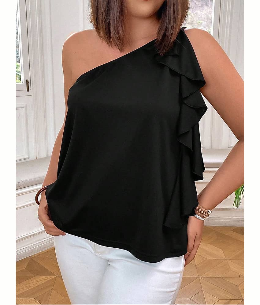 kotty Women's Crepe Regular Top ( Black )