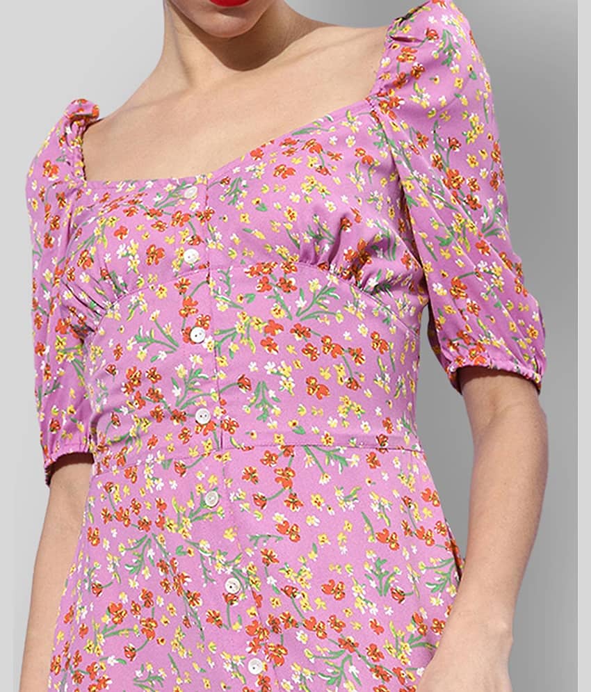 StyleStone Women Polyester Printed A-line Dress ( Lavender ) view 2