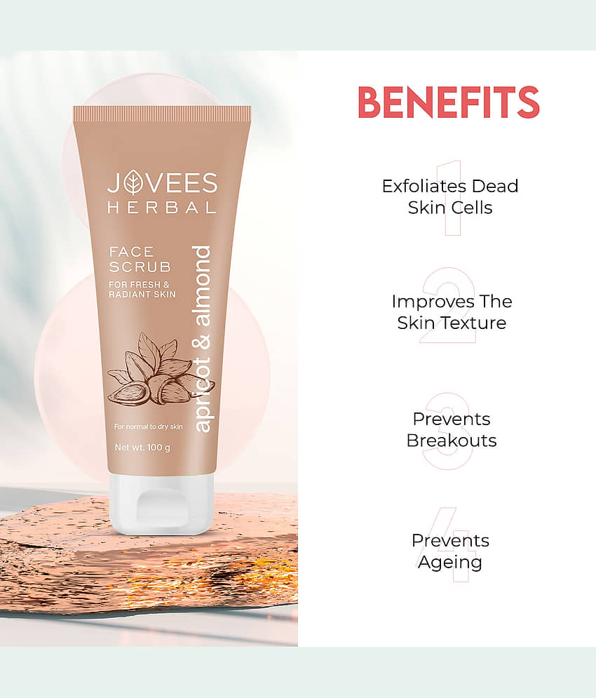 Jovees Herbal Apricot & Almond Face Scrub Removes Dead Skin, For Normal to Dry Skin 100g (Pack of 1) view 2