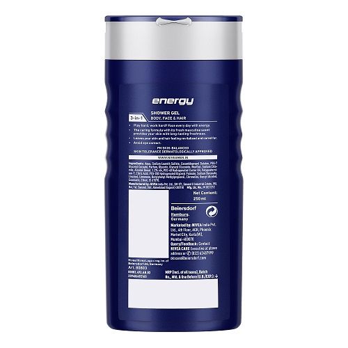 Nivea Men Energy Shower Gel With Mint Extracts For Body, Face & Hair, 250 ml view 2