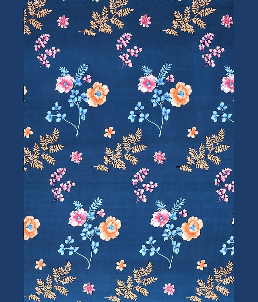 Homefab India Microfibre Floral Diwan Set 8 Pcs - Blue view 2