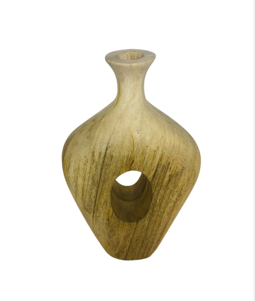 Beautiful mango wooden flower pot, flower vase, wooden candle holder view 2