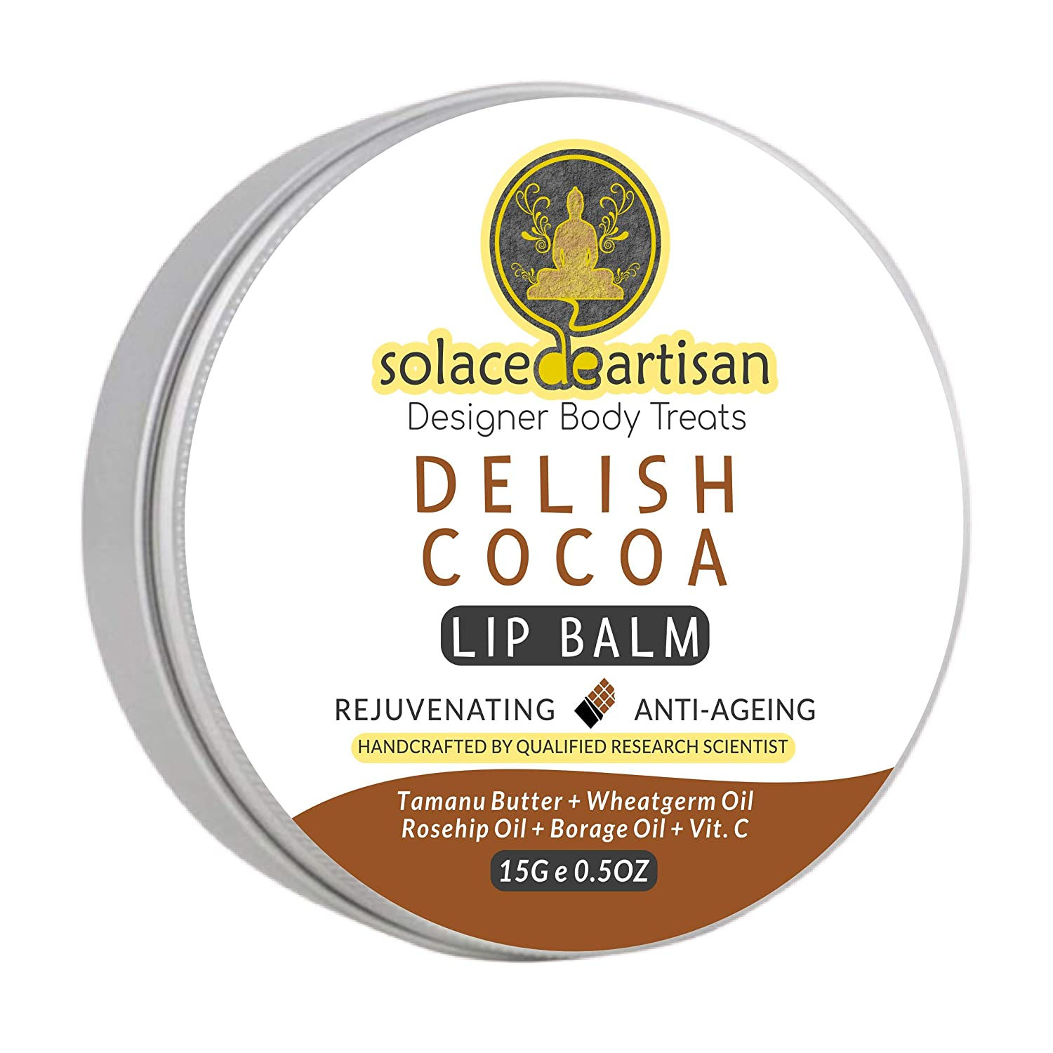 SolaceDeArtisan Delish Cocoa Rejuvenating & Ageing Control EO Lip Balm, 15 gm