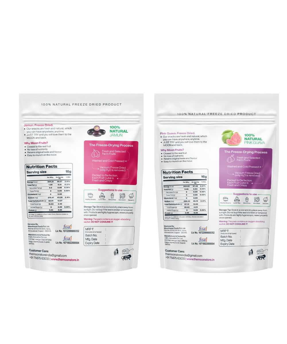 Moon Freeze Dried Pink Guava Cube and Jamun combo, 32 gm view 2
