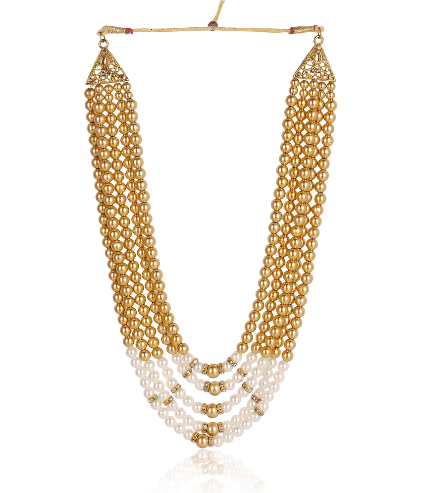 Dulha groom sherwani Necklace/Moti Mala for Men for wedding | Groom Mala and Brooch Set view 2