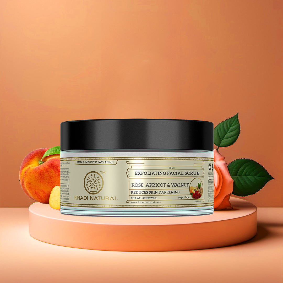 Khadi Natural Rose Apricot & Walnut Exfoliating Facial Scrub - 50gm view 2