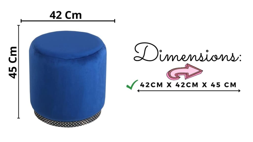 Rugsxerry Pouffes Sitting Stool for Living Room, Mudda Puffy Wooden Ottoman Stools, Pouffe Footstool, Pouf for Office Home Decoration & Dressing Table, 16x16x18 Inch, RoyalBlue view 2