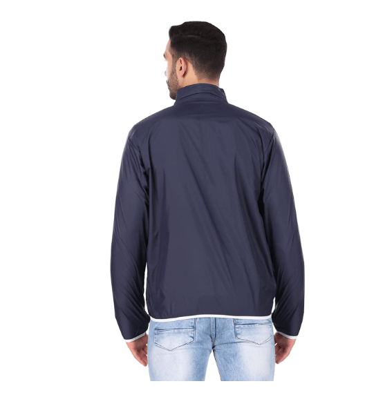 JUST JUNKIES Polyster Men's Solid Navy Blue WindCheater Lightweight Jacket for Bikers, Cycling, Treeking view 2