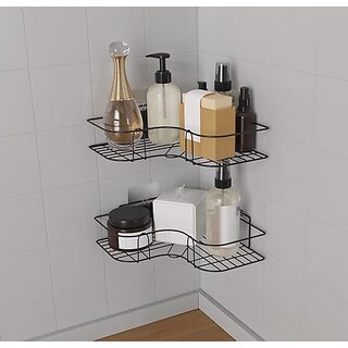 (Pack of 1) Shower Caddy Corner Shower Organizer With Soap Holder Stainless Steel Shelf 5 in 1 Self Adhesive Shelf Organizer Combo/Metal Racks and Shelves for Wall/Stand view 2